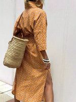 Full Size Printed Button-Down Midi Dress Plus Size