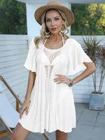 Openwork Flutter Sleeve Cover-Up Dress - Ladyez