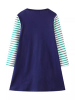Children's Animal Pocket Embroidered Long Sleeve Dress