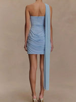 Asymmetrical One-Shoulder Ruched Mini Dress
