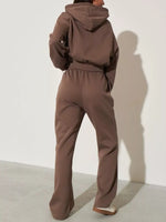 Zip-Up Hoodie and Wide-Leg Pants Set