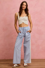 SO ME Wide CheckPants With Side Lace Trim And Piping