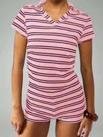 Striped Knit Short Sleeve Top & Shorts Set