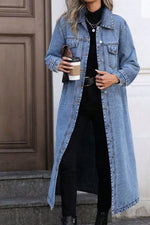 Longline Button-Down Denim Jacket