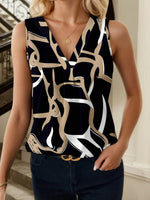 Printed V-Neck Tank - Ladyez