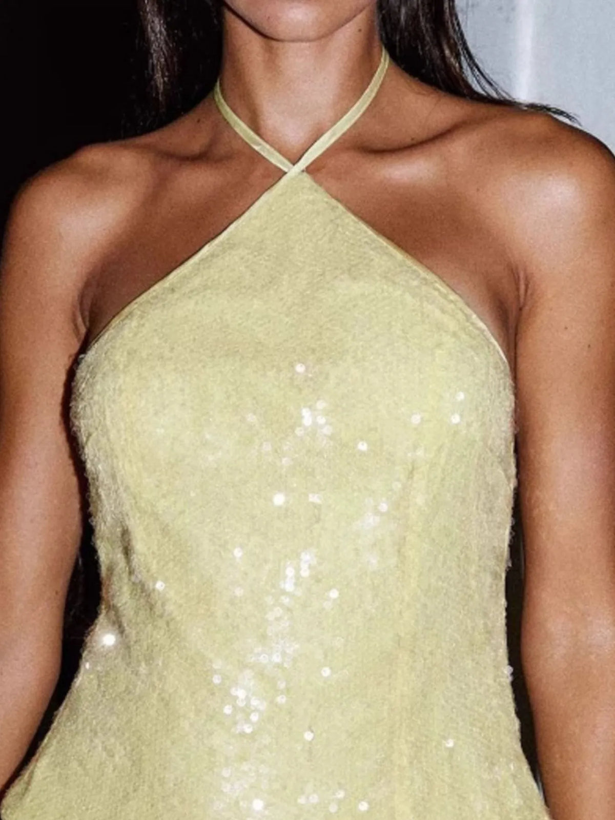 Sequined Halter Neck Cami - Ladyez