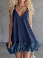 Full Size V-Neck Bubble Hem Mini Dress Plus Size