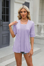 Texture Square Neck Half Sleeve Blouse