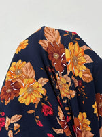 Plus Size Floral Print Tie Neck Short Sleeve Dress