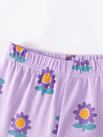 Children's Floral Print Ruffle Hem Tee & Capri Leggings Set