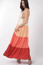 VERY J Color Block Tiered Maxi Cami Dress - Ladyez