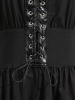 Lace-Up Corset Sleeveless Midi Dress