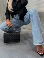 High-Waist Wash Raw Hem Jeans - Ladyez