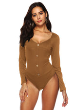 Button Detail Bodysuit - Ladyez