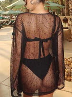 Sheer Knit Long Sleeve Cover-Up