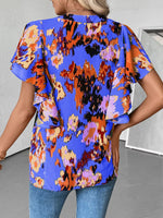 Abstract Print Flutter Sleeve Blouse