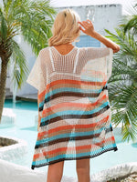 Angel Wings Cutout Striped Cover-Up with Tassel - Ladyez