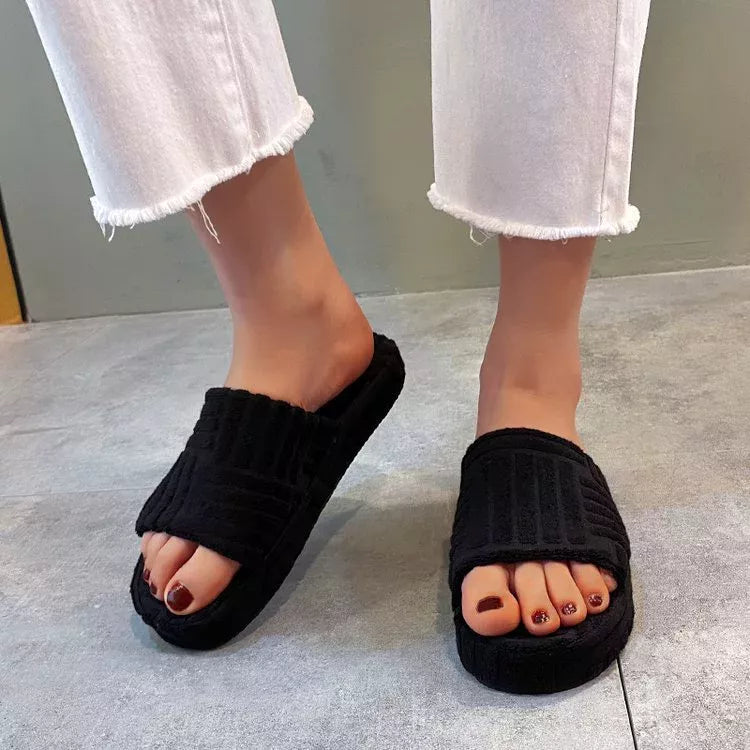 Open-Toe Platform Slippers