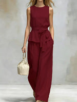 Sleeveless Top and Wide-Leg Pants Set
