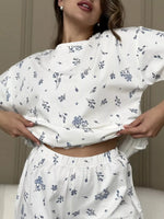 Floral Print Short Sleeve Top and Shorts Lounge Set