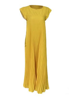 Full Size Pleated Round Neck Maxi Dress Plus Size - Ladyez