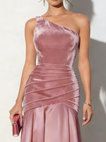 Velvet One-Shoulder Mermaid Maxi Dress