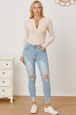 Zip Up Long Sleeve Bodysuit - Ladyez
