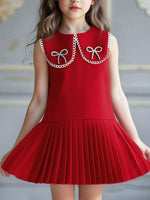 Children's Bow-Accented Pleated Dress