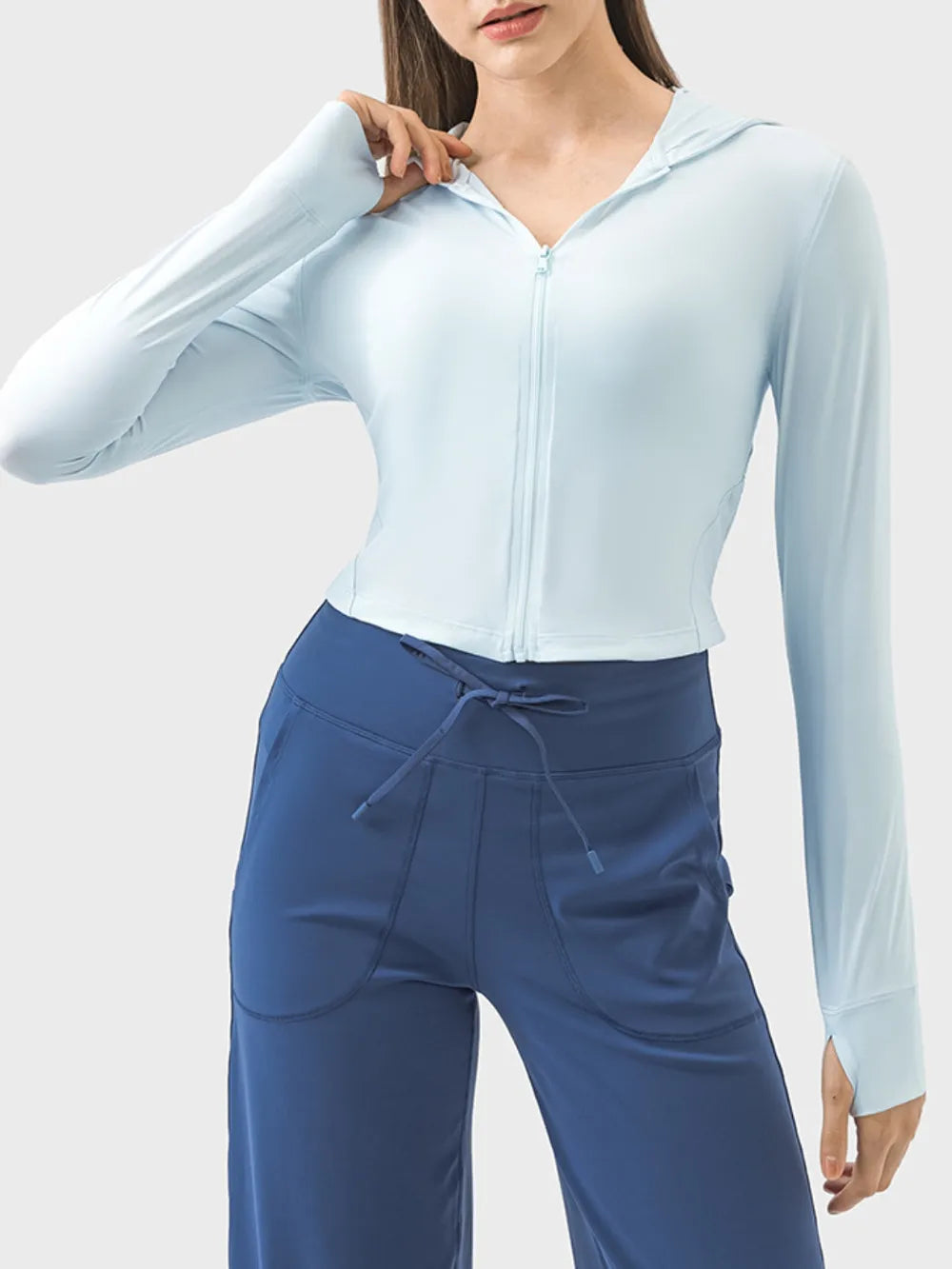 Millennia Zip Up Hooded Long Sleeve Active Outerwear - Ladyez