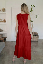 FAM-FAM Tiered V-Neck Sleeveless Dress - Ladyez