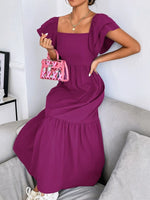 Tiered Square Neck Maxi Dress - Ladyez