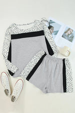 Leopard Long Sleeve Top and Shorts Lounge Set - Ladyez