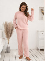 Ivy Lane Teddy Long Sleeve Top and Pants Lounge Set - Ladyez