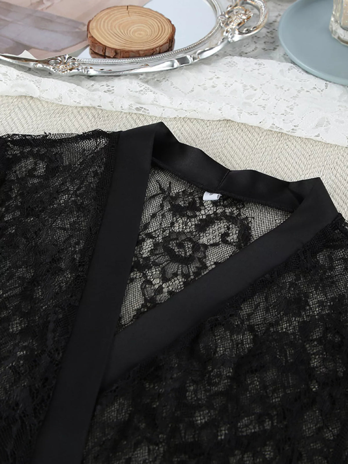 Lace Tube Top & Cardigan and Shorts Three-Piece Lounge Set