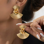 18K Gold-Plated Alloy Fan Earrings
