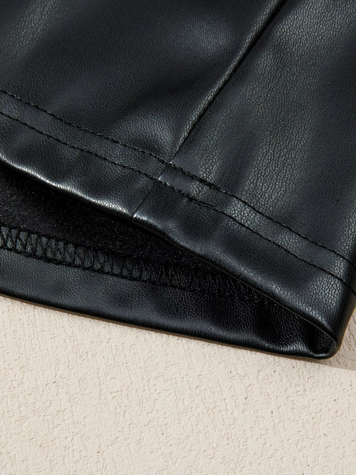 Faux Leather Ruffle Hem Sleeveless Mini Dress