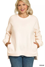 Zenana Full Size Fleece Hi-low Boyfriend Sweatshirts with Pockets Plus Size