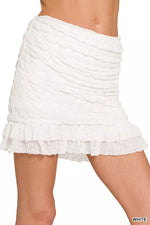 Zenana Ruched Mini Skirt with Built in Shorts