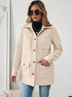 Button-Front Pocketed Long Sleeve Outerwear
