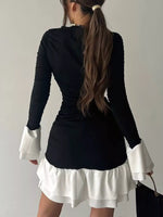 Ruffle Hem Long Sleeve Mini Dress