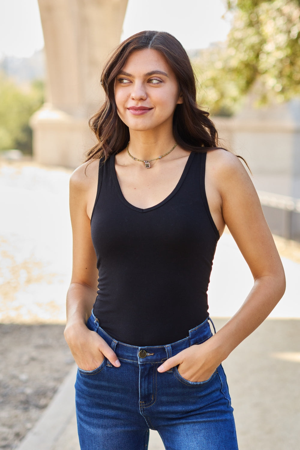 Zenana Racerback Tank Bodysuit - Ladyez