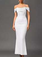 Off-Shoulder Ruched Mermaid Maxi Dress