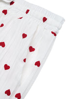 Heart Print Drawstring Waist Wide Leg Pants