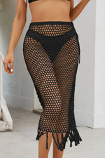 Fringe Openwork High Waist Swim Skirt - Ladyez
