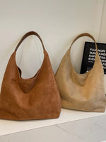 Solid Color Suede Tote Bag