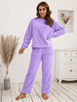 Ivy Lane Teddy Long Sleeve Top and Pants Lounge Set - Ladyez
