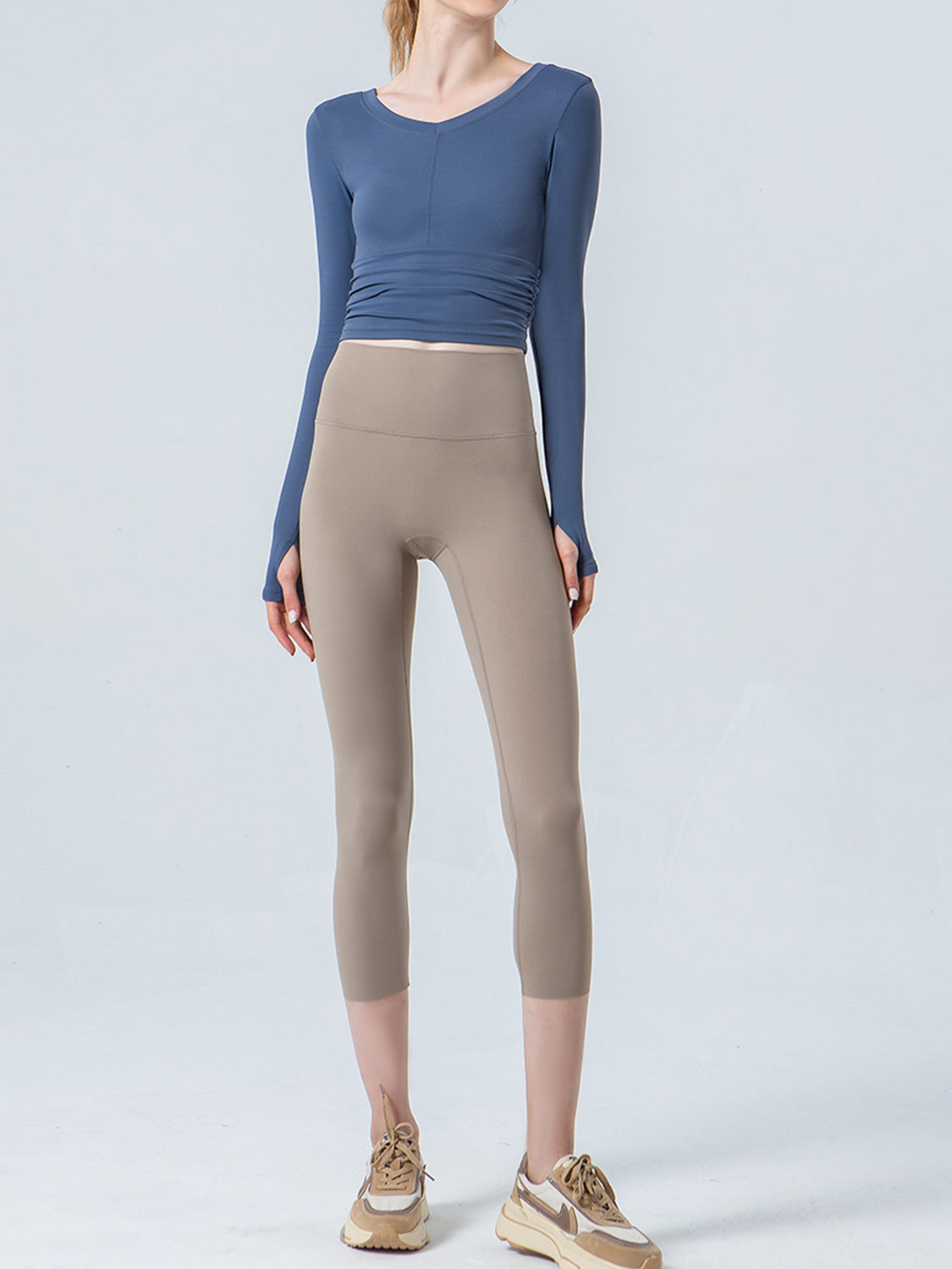 Wide Waistband Cropped Sports Leggings - Ladyez