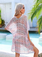 Angel Wings Slit Openwork V-Neck Cover Up - Ladyez