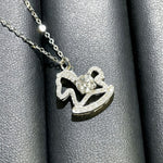 Moissanite 925 Sterling Silver Rocking Horse Necklace
