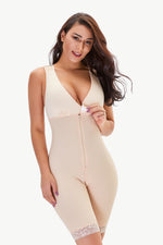 Full Size Lace Trim Shapewear with Zipper - Ladyez